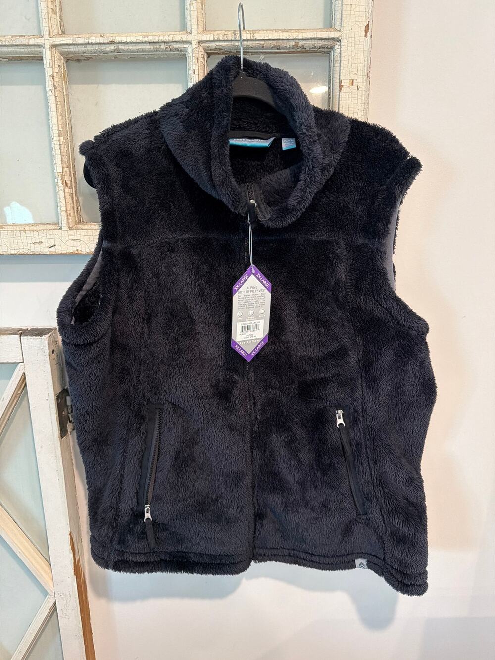 NWT Free Country size XXL black fuzzy fleece vest